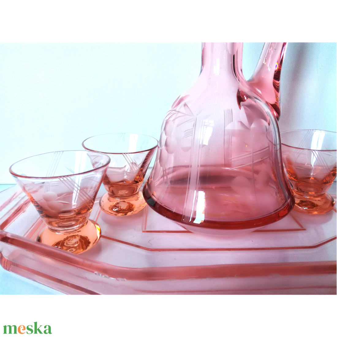 Kézzel készült antik pink színű likőrös készlet - otthon & életmód - konyhafelszerelés, tálalás - tálalás - pálinkás poharak, szettek - Meska.hu Kézzel készült antik pink színű likőrös készlet - otthon & életmód - konyhafelszerelés, tálalás - tálalás - pálinkás poharak, szettek - Meska.hu