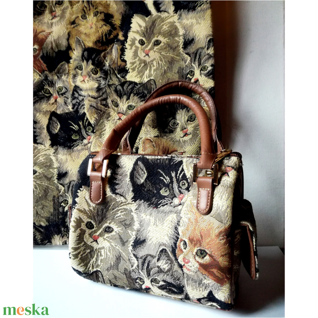 Cicás mintákkal készült kézitáska, retikül és táska szett - táska & tok - táska szett - Meska.hu
