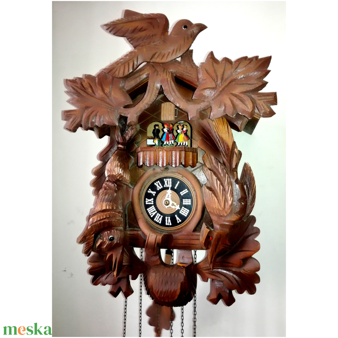 Nagyméretű faragott Schwarzwaldi zenélő kakukkos óra - otthon & életmód - dekoráció - fali és függő dekoráció - falióra & óra - Meska.hu