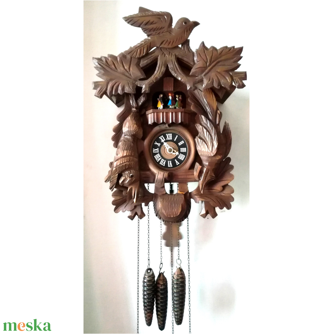Nagyméretű faragott Schwarzwaldi zenélő kakukkos óra - otthon & életmód - dekoráció - fali és függő dekoráció - falióra & óra - Meska.hu