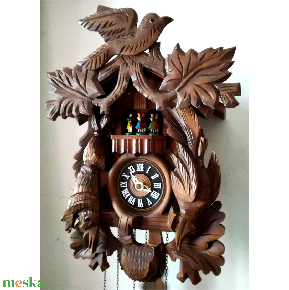 Nagyméretű faragott Schwarzwaldi zenélő kakukkos óra - otthon & életmód - dekoráció - fali és függő dekoráció - falióra & óra - Meska.hu