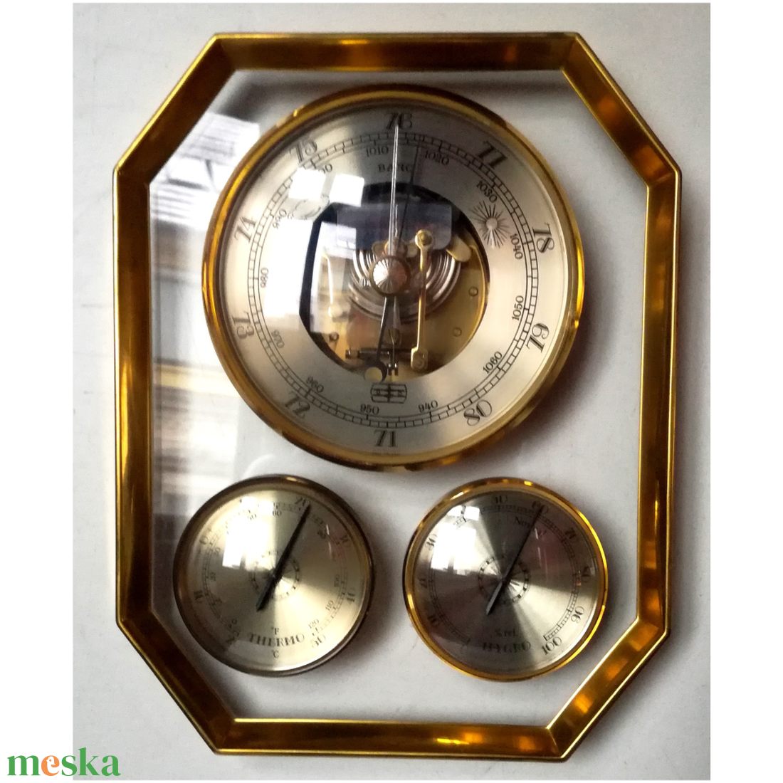 Vintage ritka Gischard barométer, időjárás állomás - otthon & életmód - dekoráció - dísztárgy - Meska.hu