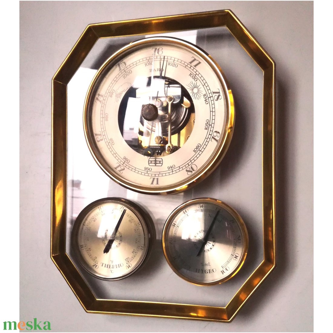 Vintage ritka Gischard barométer, időjárás állomás - otthon & életmód - dekoráció - dísztárgy - Meska.hu