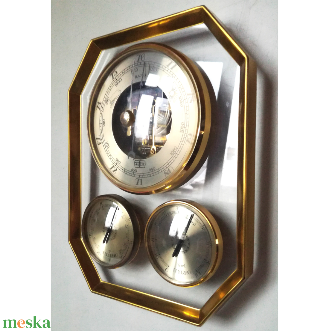 Vintage ritka Gischard barométer, időjárás állomás - otthon & életmód - dekoráció - dísztárgy - Meska.hu