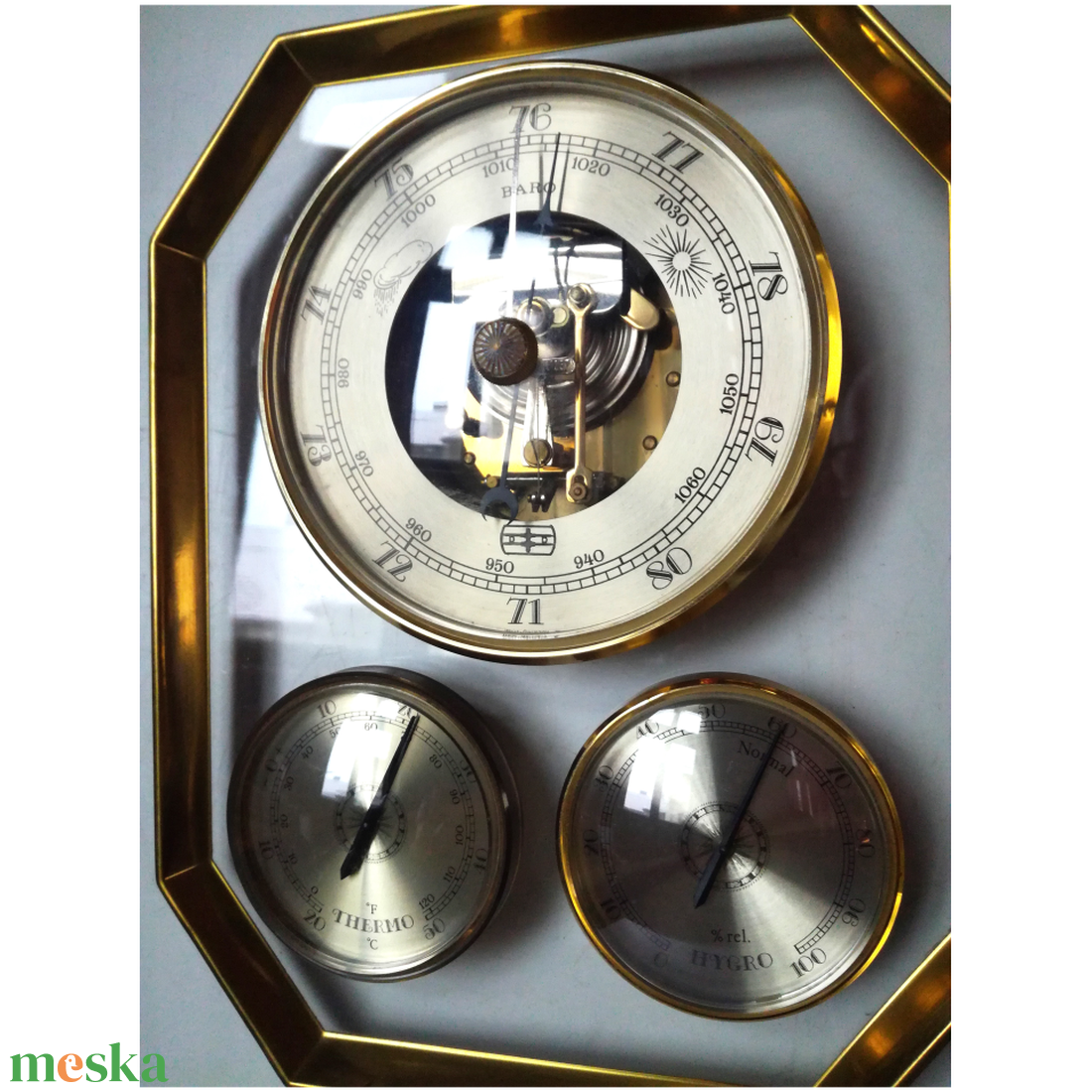 Vintage ritka Gischard barométer, időjárás állomás - otthon & életmód - dekoráció - dísztárgy - Meska.hu