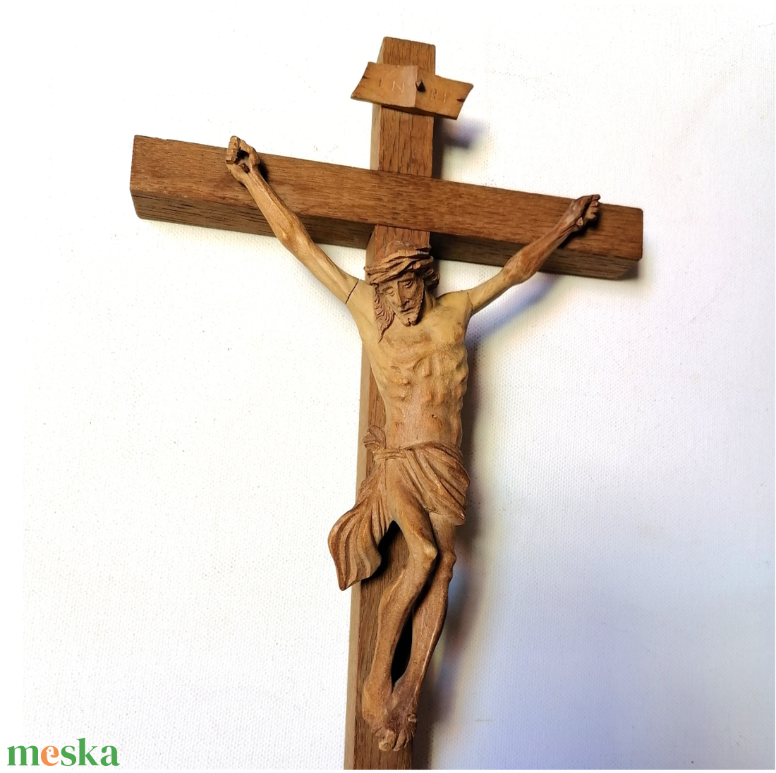 Gyönyörű faragott Jézus feszület olasz fafaragó mestertől - otthon & életmód - vallás - kereszt - Meska.hu