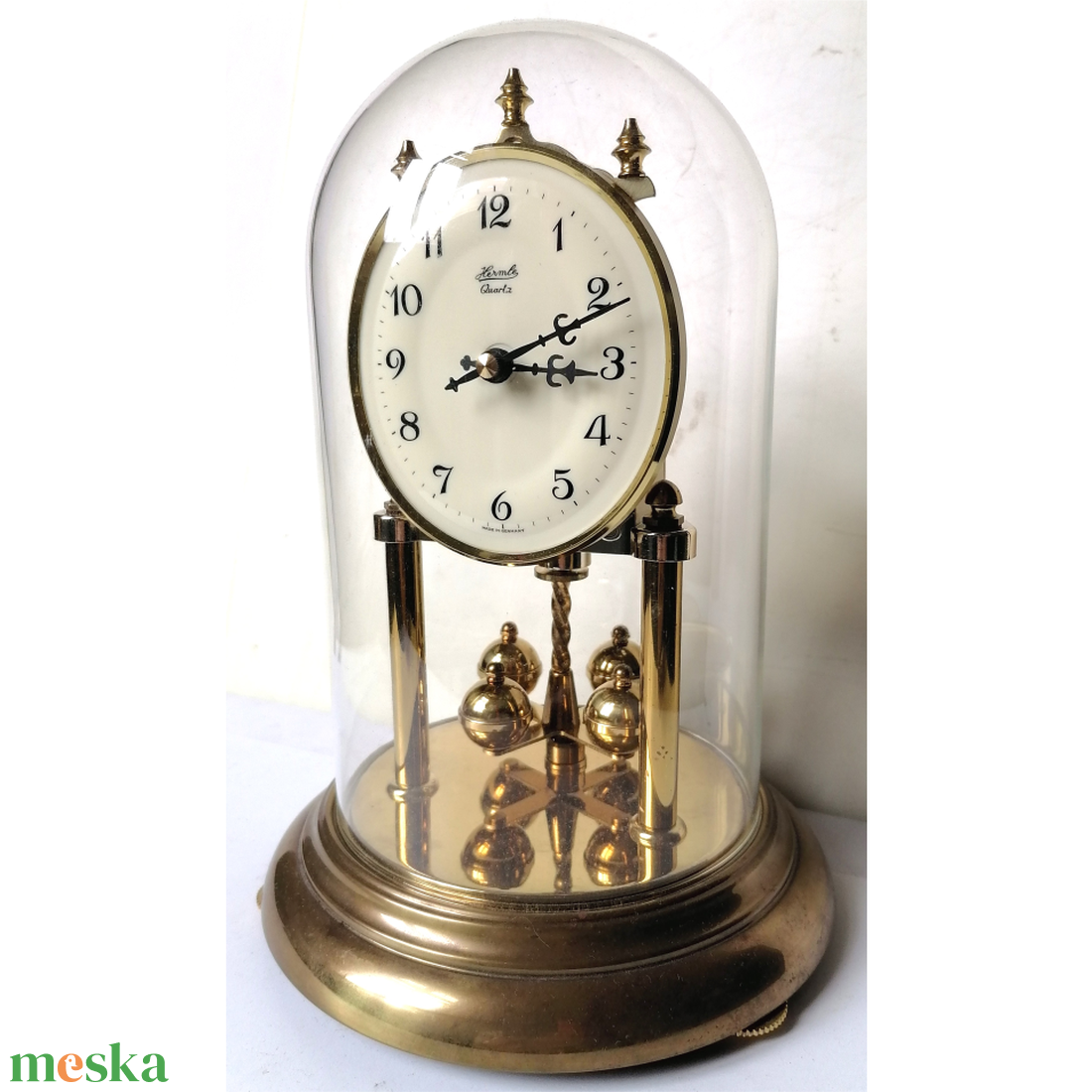 Vintage üvegbúrás, Hermle forgóingás óra - otthon & életmód - dekoráció - fali és függő dekoráció - falióra & óra - Meska.hu