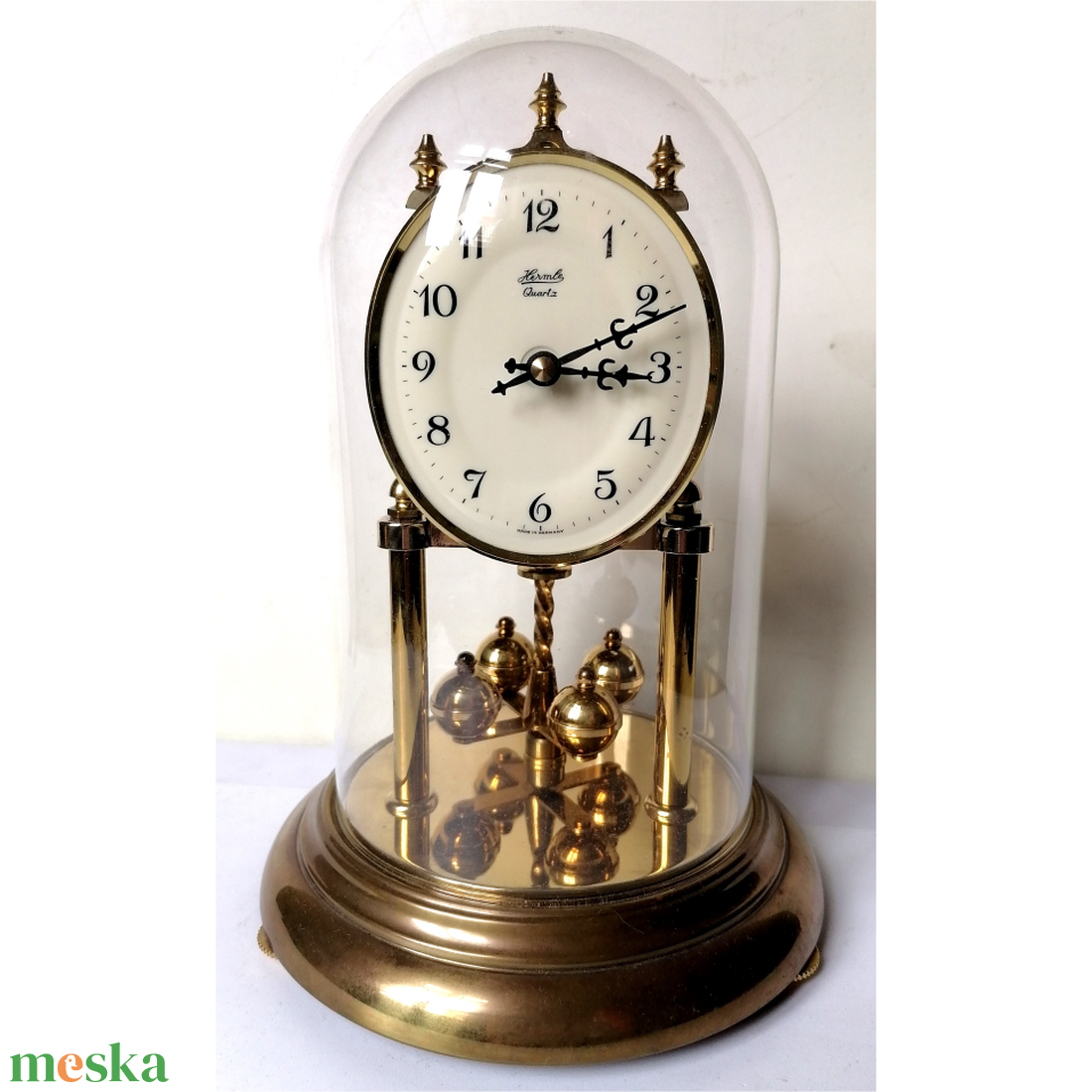 Vintage üvegbúrás, Hermle forgóingás óra - otthon & életmód - dekoráció - fali és függő dekoráció - falióra & óra - Meska.hu