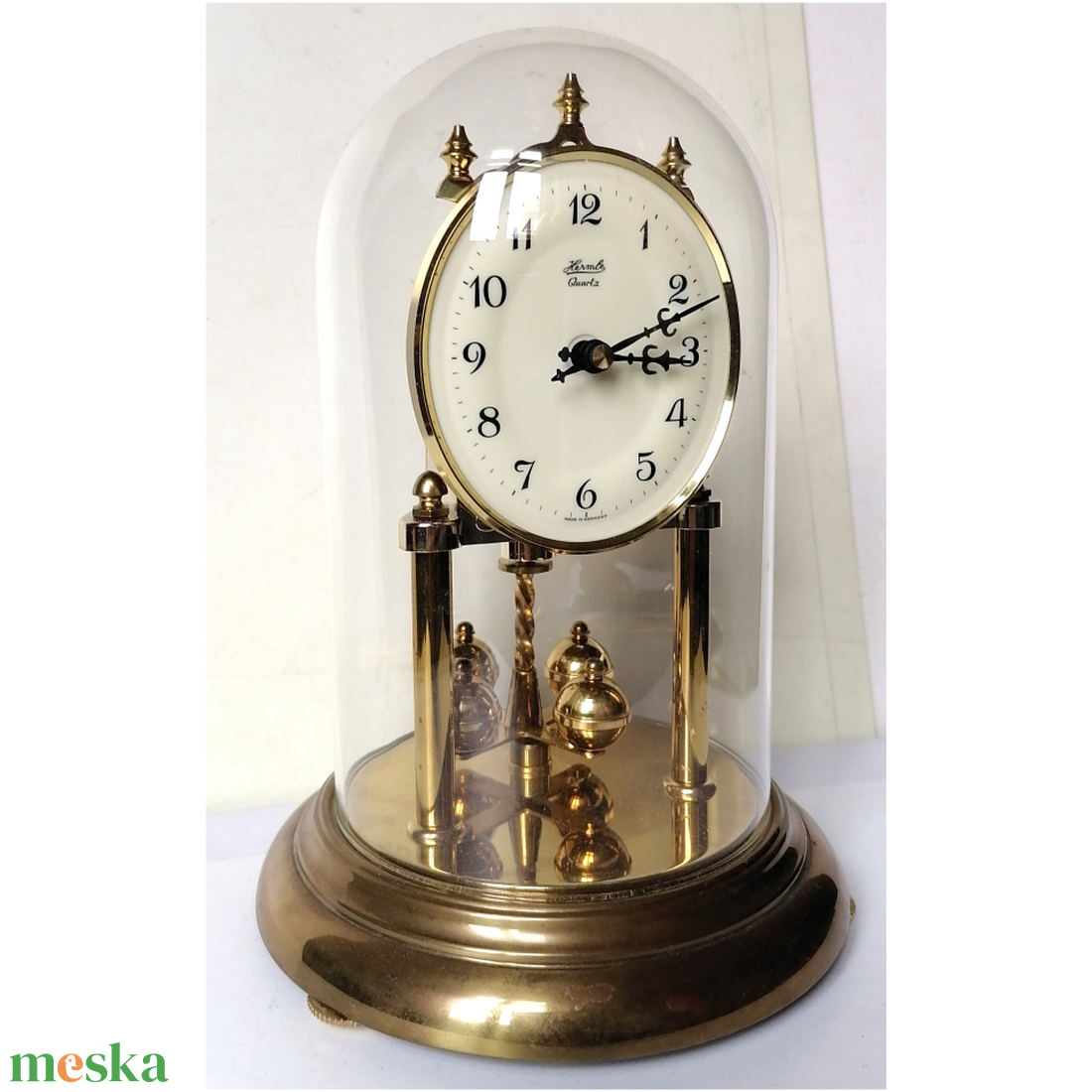 Vintage üvegbúrás, Hermle forgóingás óra - otthon & életmód - dekoráció - fali és függő dekoráció - falióra & óra - Meska.hu