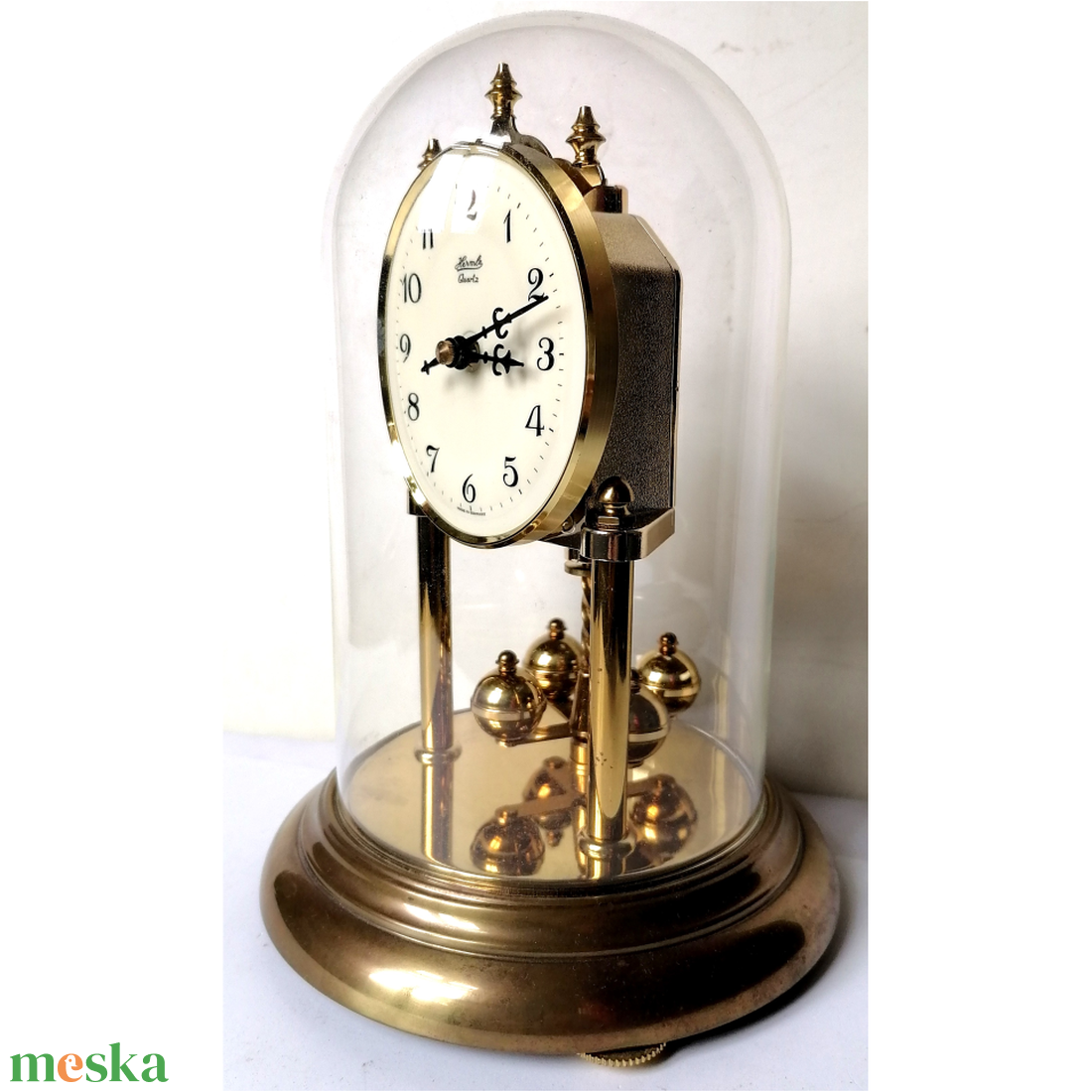 Vintage üvegbúrás, Hermle forgóingás óra - otthon & életmód - dekoráció - fali és függő dekoráció - falióra & óra - Meska.hu