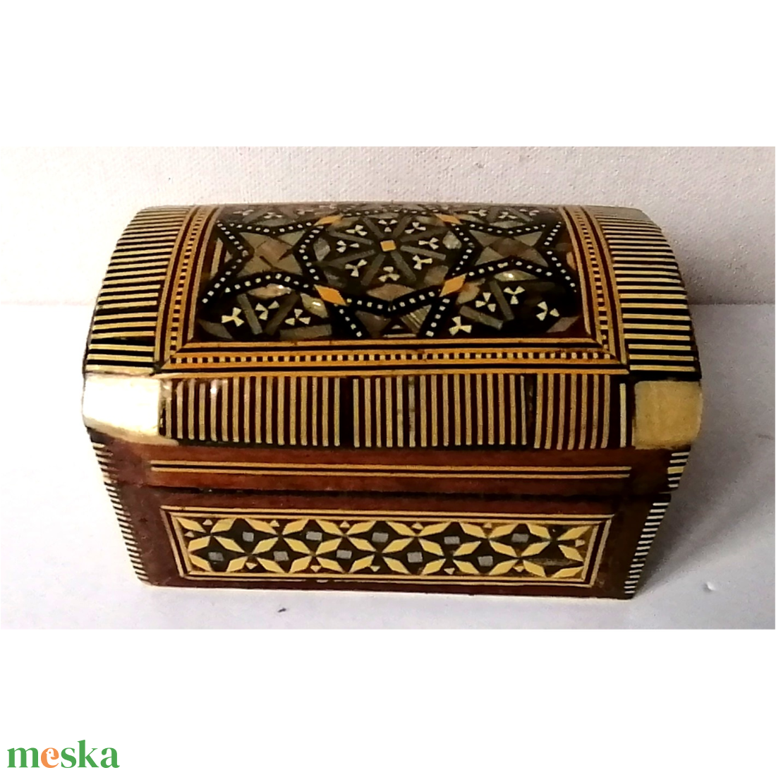 Intarziás, csont- és kagyló berakásos ékszertartó doboz - otthon & életmód - dekoráció - asztal és polc dekoráció - díszdoboz - Meska.hu