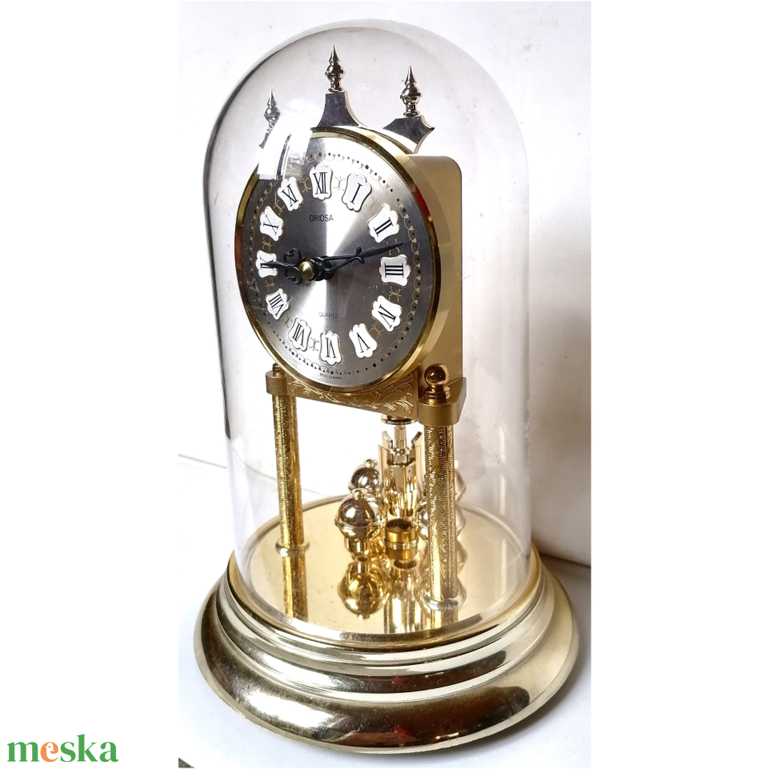 Vintage búrás, aranyszínű forgóingás óra - otthon & életmód - dekoráció - fali és függő dekoráció - falióra & óra - Meska.hu