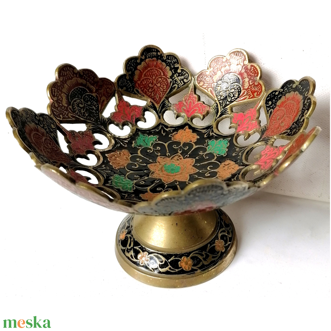 Csodaszép réz indiai kínáló, Kashmír asztalközép - otthon & életmód - konyhafelszerelés, tálalás - tálalás - kínálótál - Meska.hu