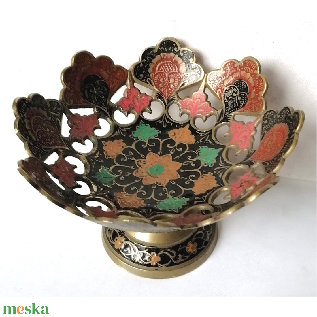 Csodaszép réz indiai kínáló, Kashmír asztalközép - otthon & életmód - konyhafelszerelés, tálalás - tálalás - kínálótál - Meska.hu