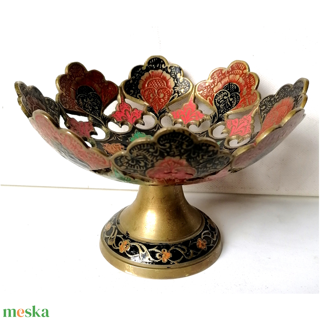 Csodaszép réz indiai kínáló, Kashmír asztalközép - otthon & életmód - konyhafelszerelés, tálalás - tálalás - kínálótál - Meska.hu