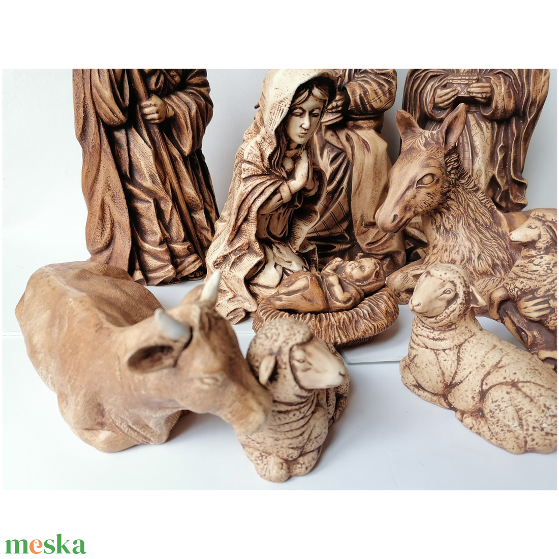 Vintage, nagyméretű porcelán Betlehem 27 cm magas figurákkal - karácsony - karácsonyi lakásdekoráció - karácsonyi manók, figurák - Meska.hu