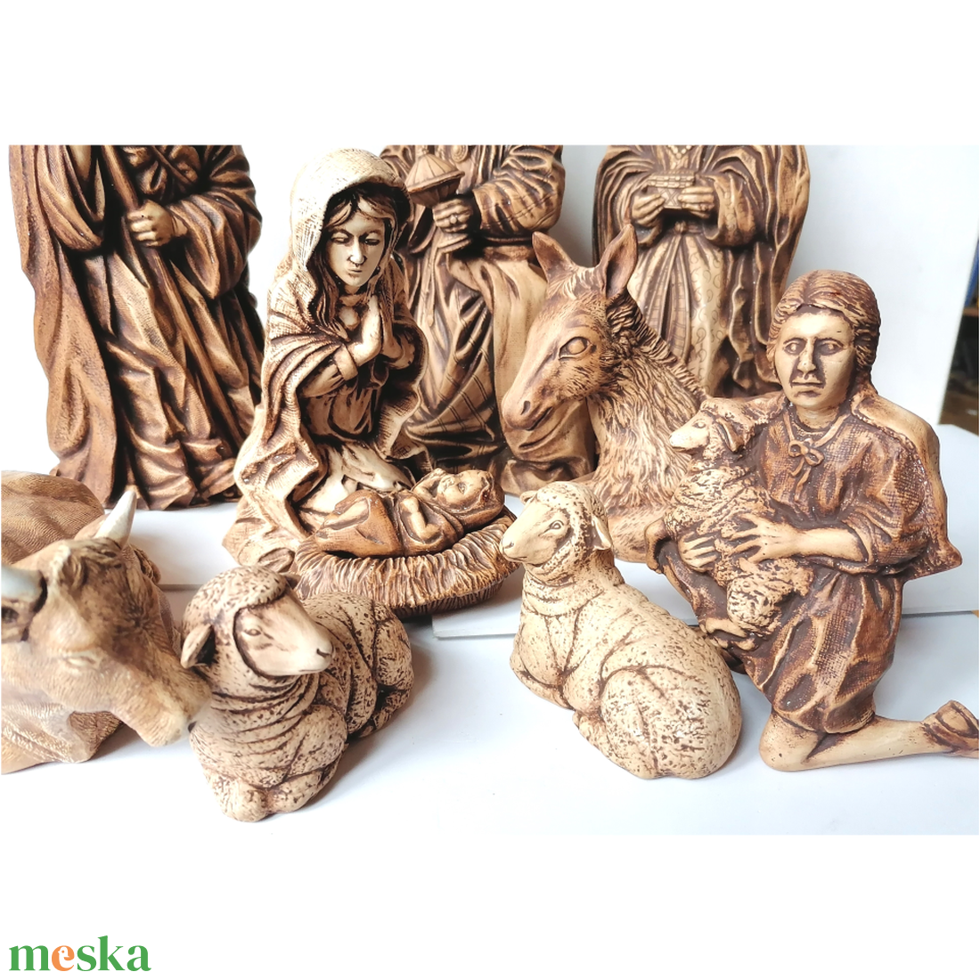 Vintage, nagyméretű porcelán Betlehem 27 cm magas figurákkal - karácsony - karácsonyi lakásdekoráció - karácsonyi manók, figurák - Meska.hu