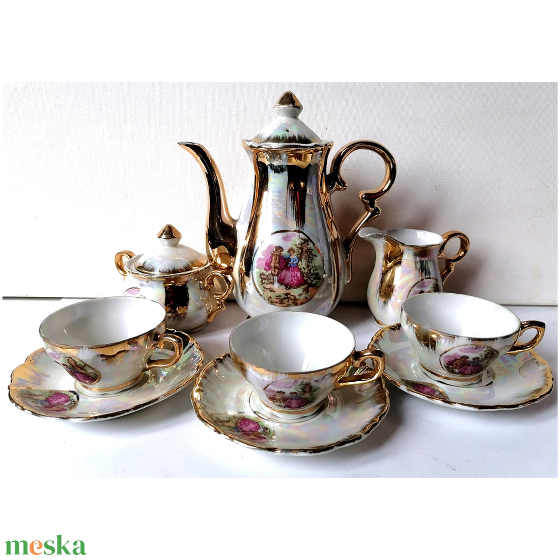 Vintage aranyozott Japán teáskészlet - otthon & életmód - konyhafelszerelés, tálalás - tálalás - teás- és kávés pohár, készlet - Meska.hu