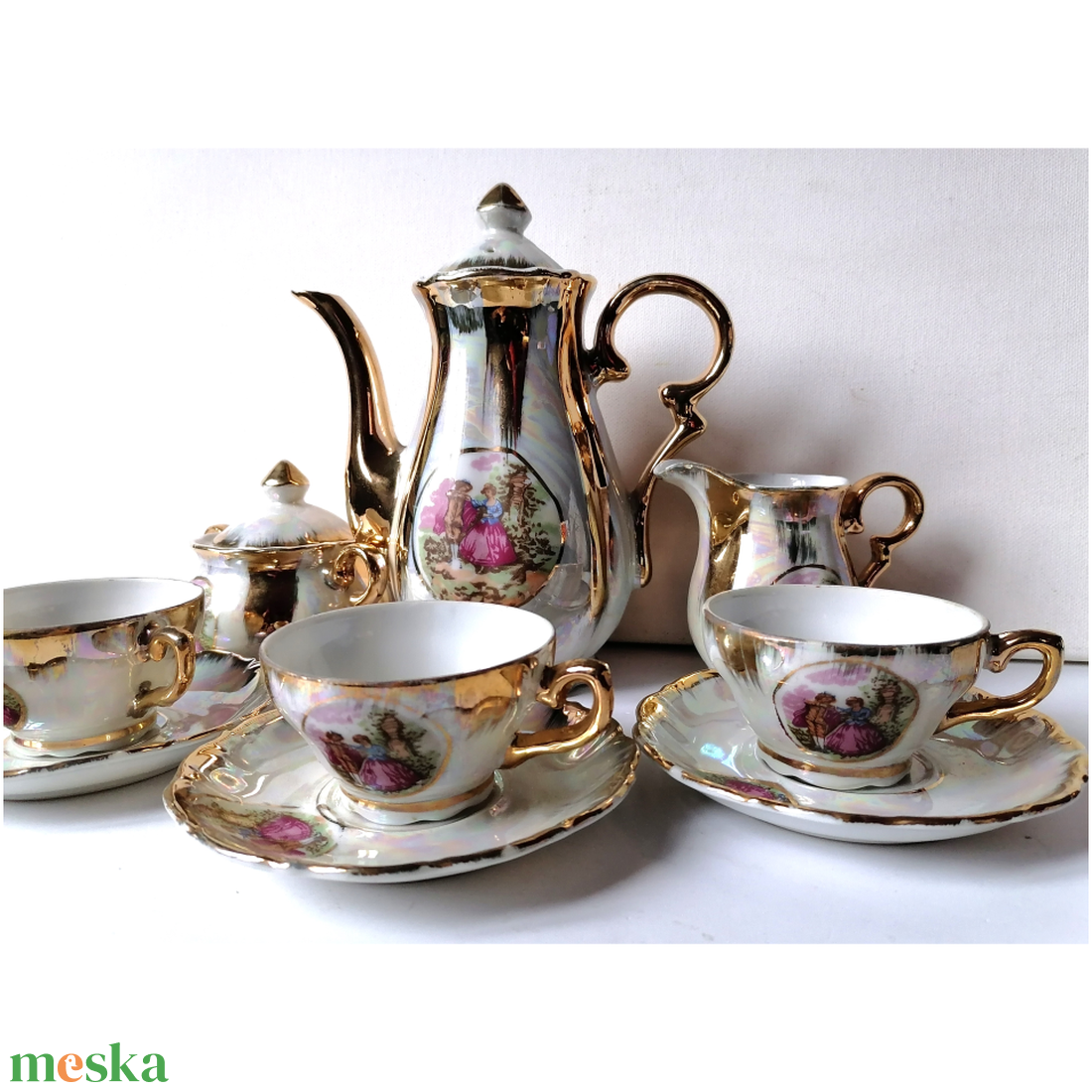 Vintage aranyozott Japán teáskészlet - otthon & életmód - konyhafelszerelés, tálalás - tálalás - teás- és kávés pohár, készlet - Meska.hu