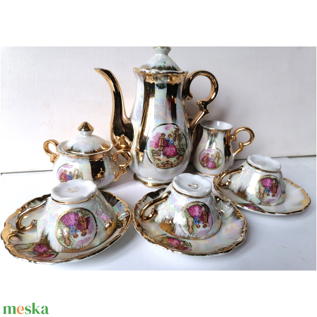 Vintage aranyozott Japán teáskészlet - otthon & életmód - konyhafelszerelés, tálalás - tálalás - teás- és kávés pohár, készlet - Meska.hu