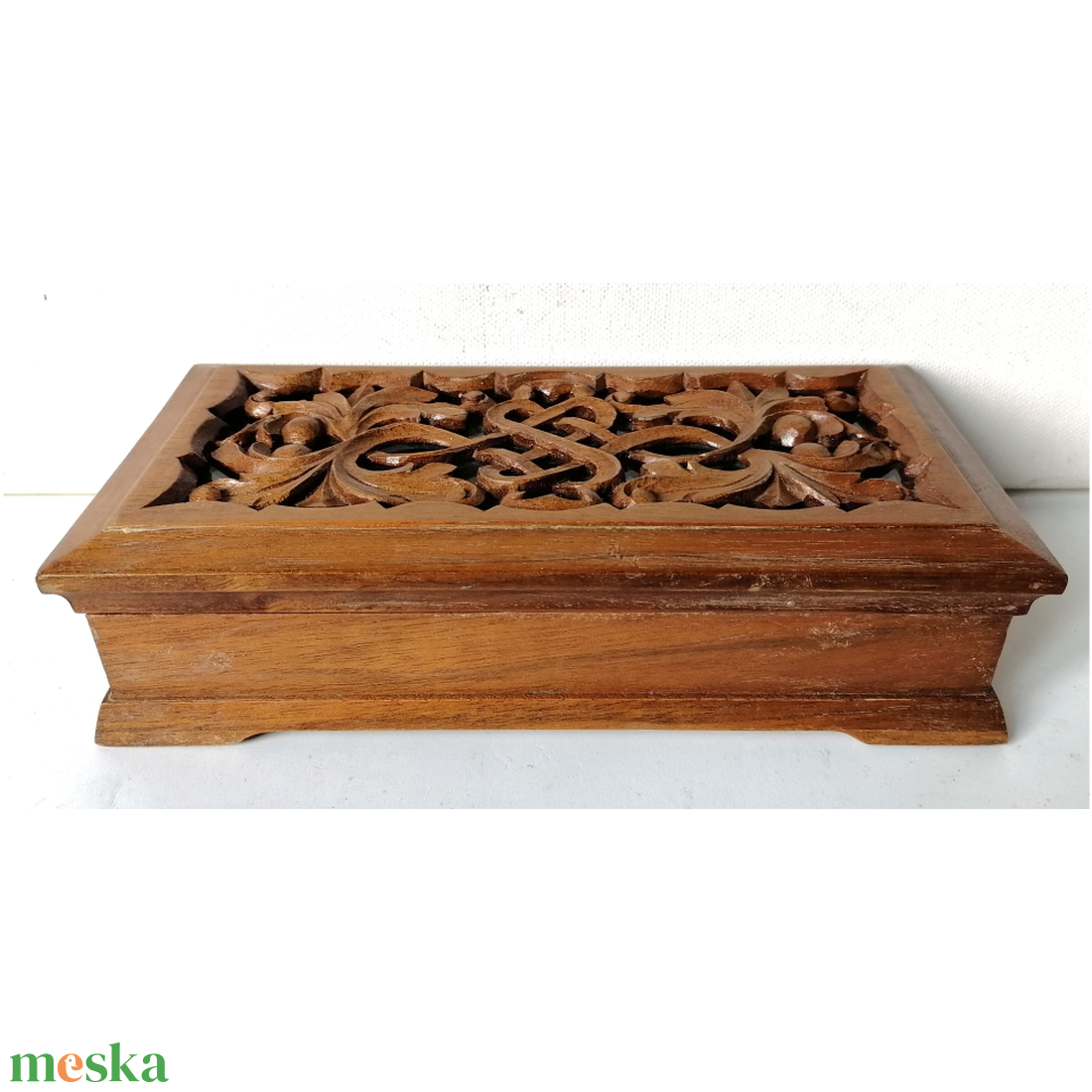 Kelta végtelen fonattal faragott kincses ládikó ékszertartó doboz - otthon & életmód - dekoráció - asztal és polc dekoráció - díszdoboz - Meska.hu