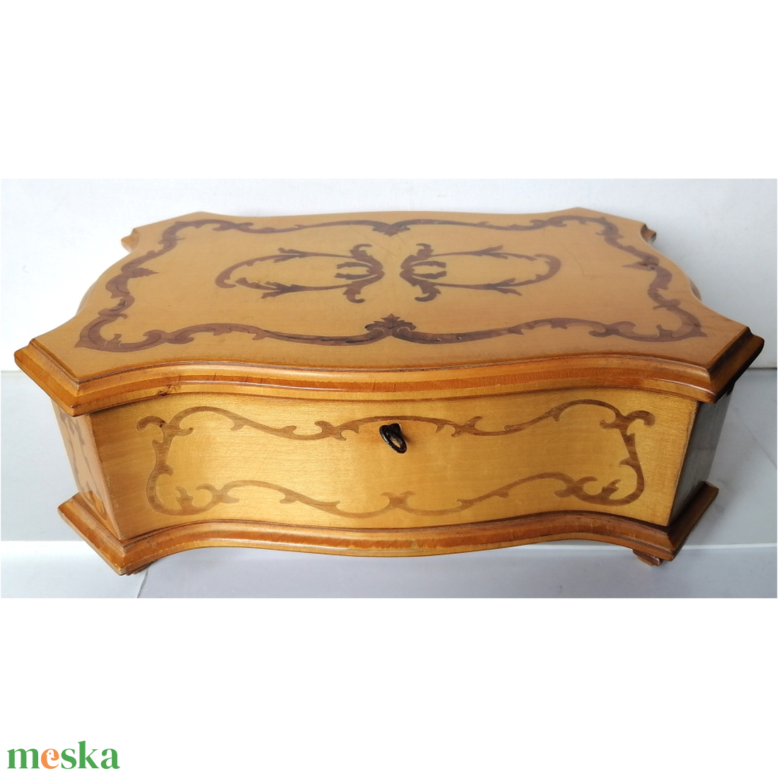 Barokk mintás intarziás kincses doboz - otthon & életmód - dekoráció - asztal és polc dekoráció - díszdoboz - Meska.hu