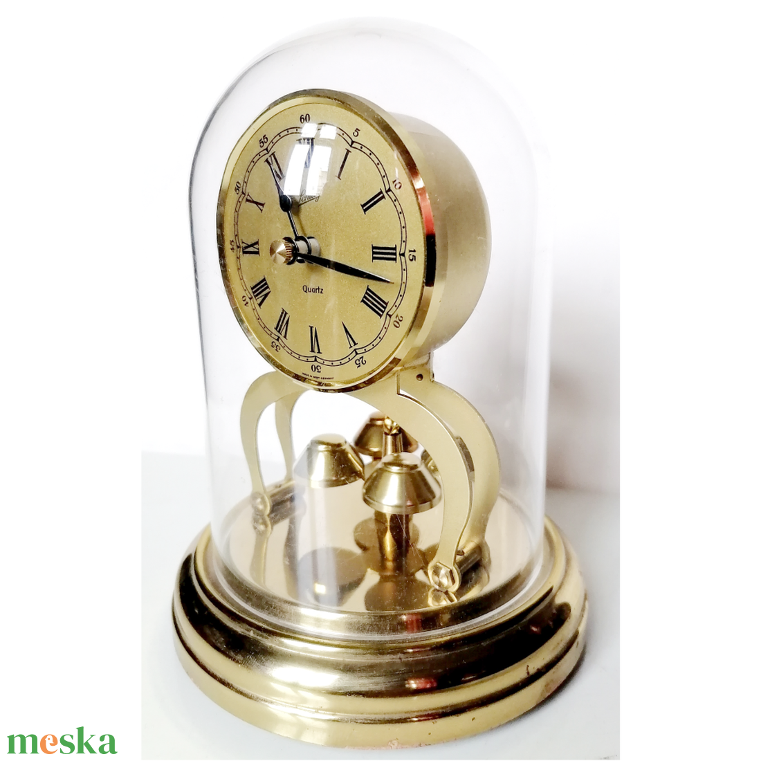 Vintage aranyszínű, Shatz márkájú forgóingás óra - otthon & életmód - dekoráció - fali és függő dekoráció - falióra & óra - Meska.hu