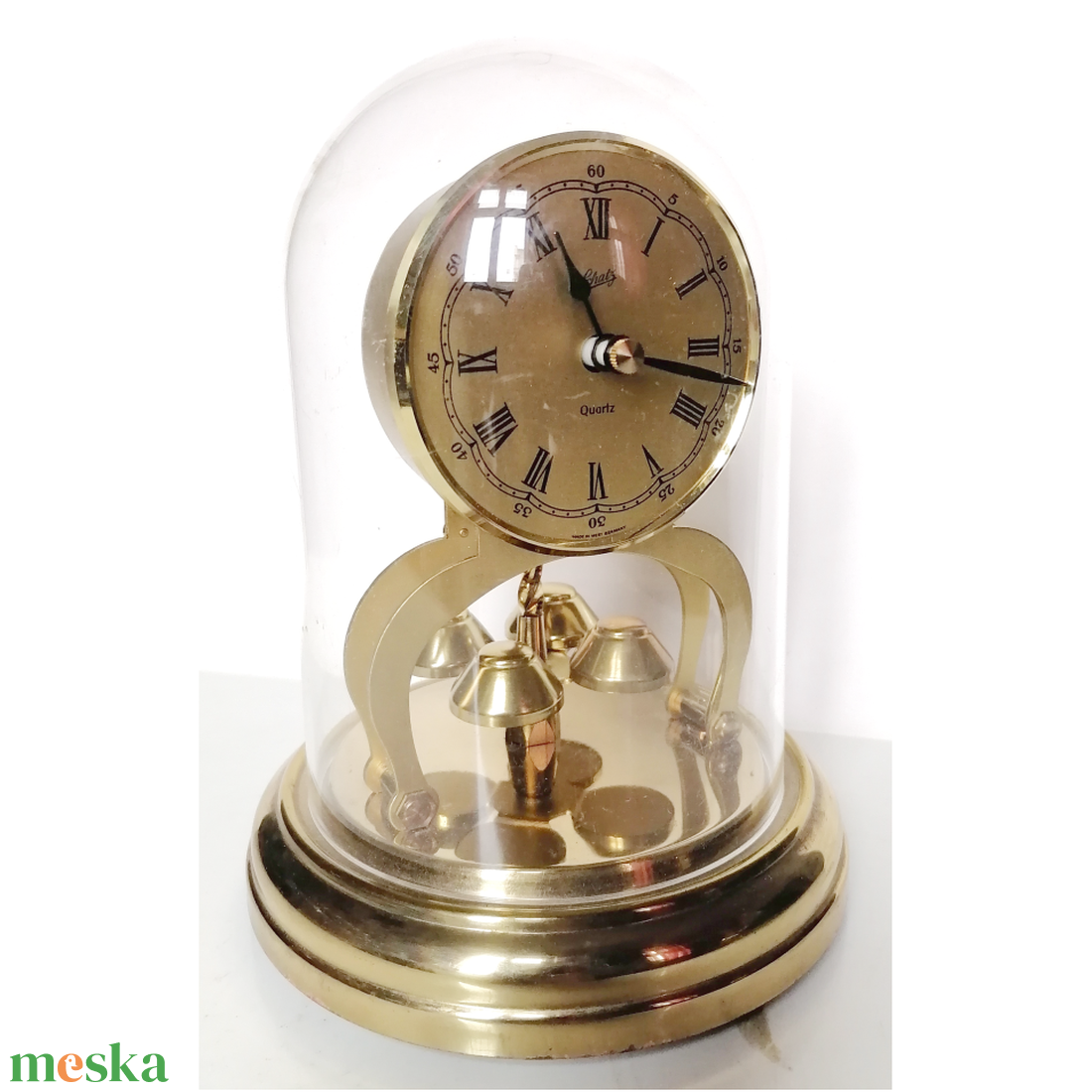 Vintage aranyszínű, Shatz márkájú forgóingás óra - otthon & életmód - dekoráció - fali és függő dekoráció - falióra & óra - Meska.hu