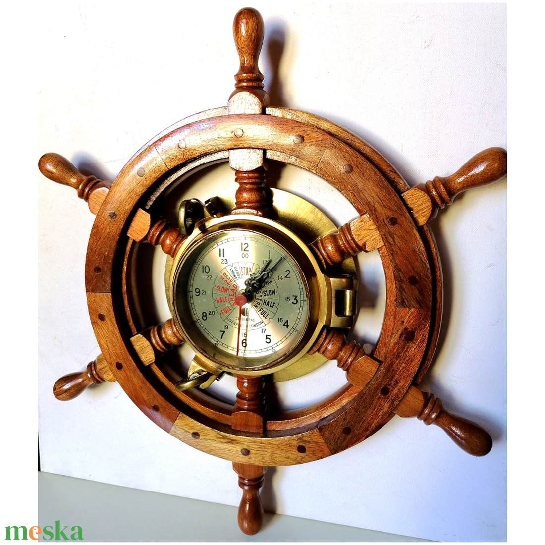 Vintázs hajókormány óra, telegráf, bendix - otthon & életmód - dekoráció - fali és függő dekoráció - falióra & óra - Meska.hu