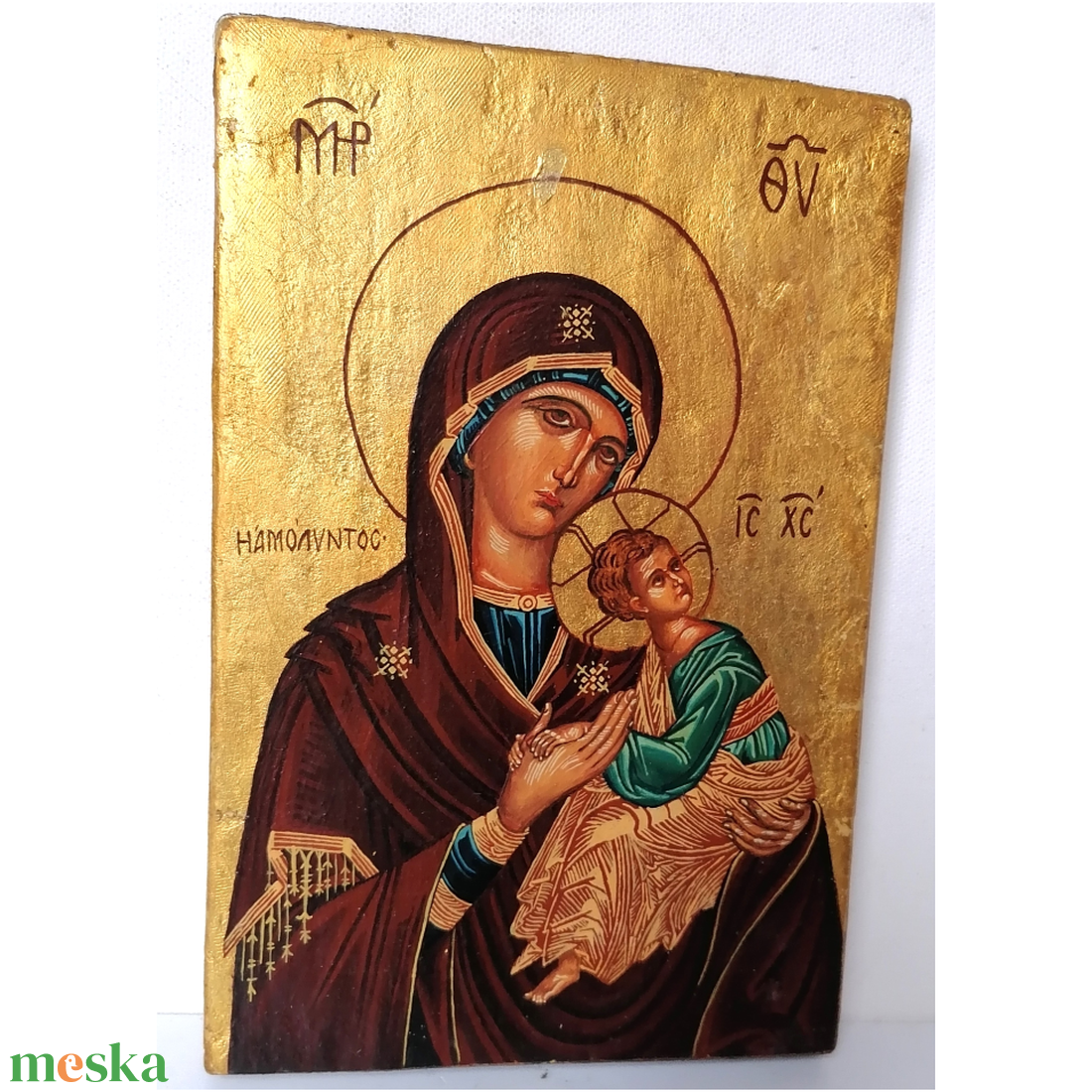 Kézzel festett Bizánci ikon másolat Görögország Meteorák - otthon & életmód - vallás - kereszt - Meska.hu