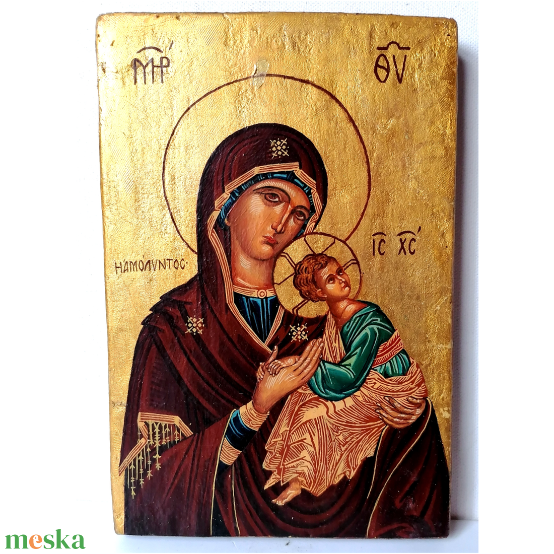Kézzel festett Bizánci ikon másolat Görögország Meteorák - otthon & életmód - vallás - kereszt - Meska.hu