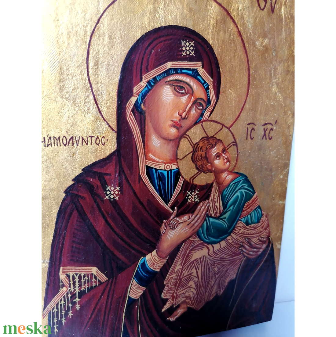 Kézzel festett Bizánci ikon másolat Görögország Meteorák - otthon & életmód - vallás - kereszt - Meska.hu