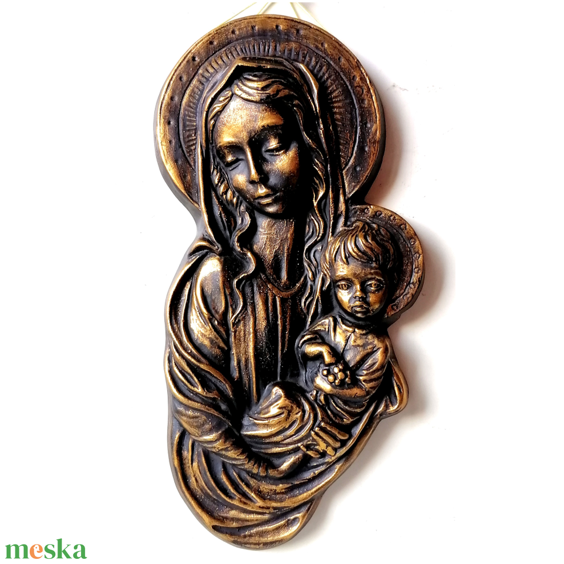 Mária a gyermek Jézussal, kerámia dombormű - otthon & életmód - dekoráció - dekoratív figurák és szobrok - Meska.hu