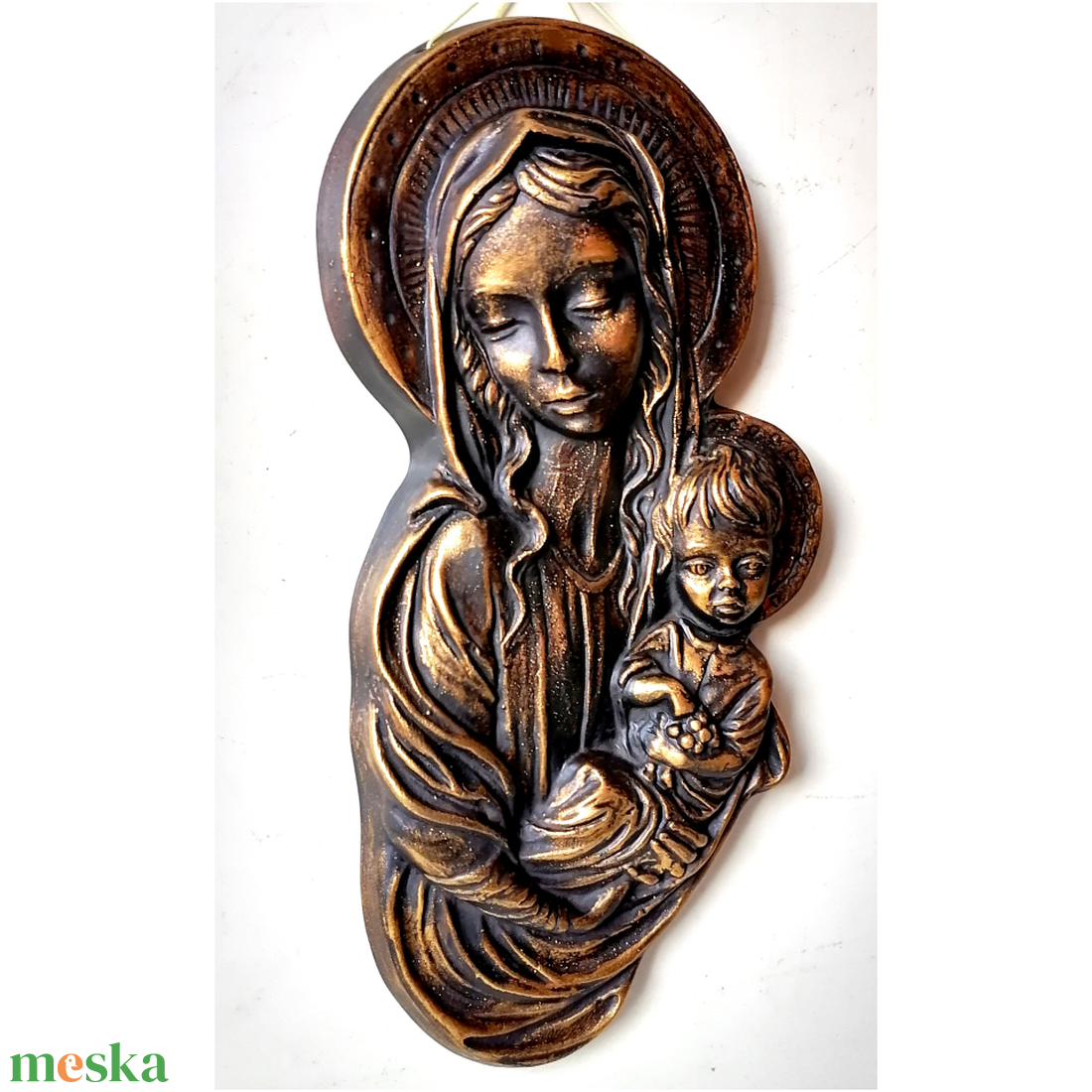 Mária a gyermek Jézussal, kerámia dombormű - otthon & életmód - dekoráció - dekoratív figurák és szobrok - Meska.hu