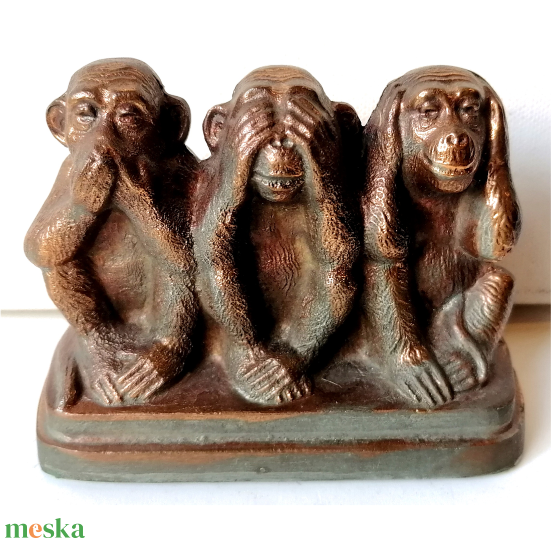 Nem lát, nem hall, nem beszél, a három majom szobor - otthon & életmód - dekoráció - dekoratív figurák és szobrok - Meska.hu