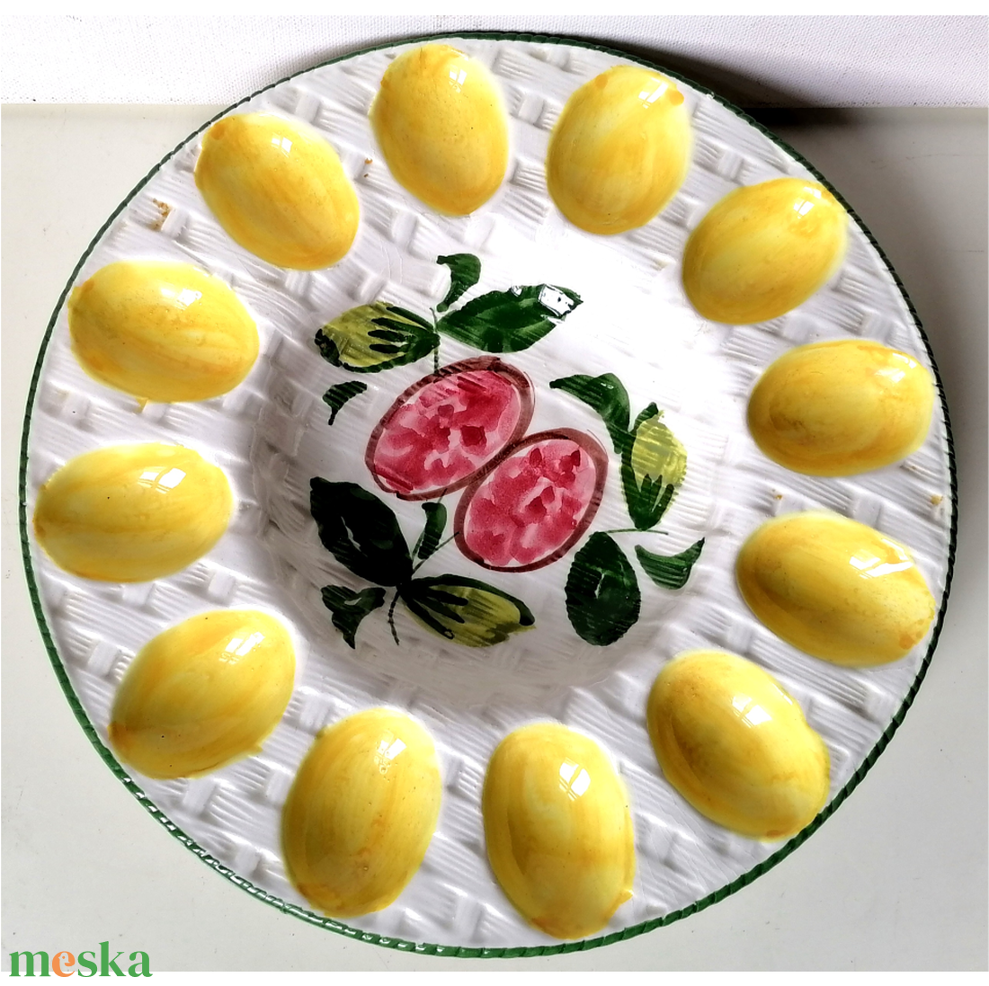 Vintage olasz húsvéti fajansz kínáló - otthon & életmód - konyhafelszerelés, tálalás - tálalás - kínálótál - Meska.hu