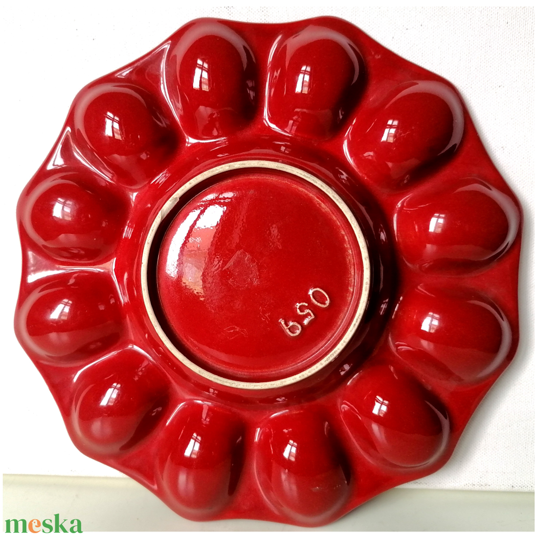 Vintage piros olasz húsvéti fajansz kínáló - otthon & életmód - konyhafelszerelés, tálalás - tálalás - kínálótál - Meska.hu