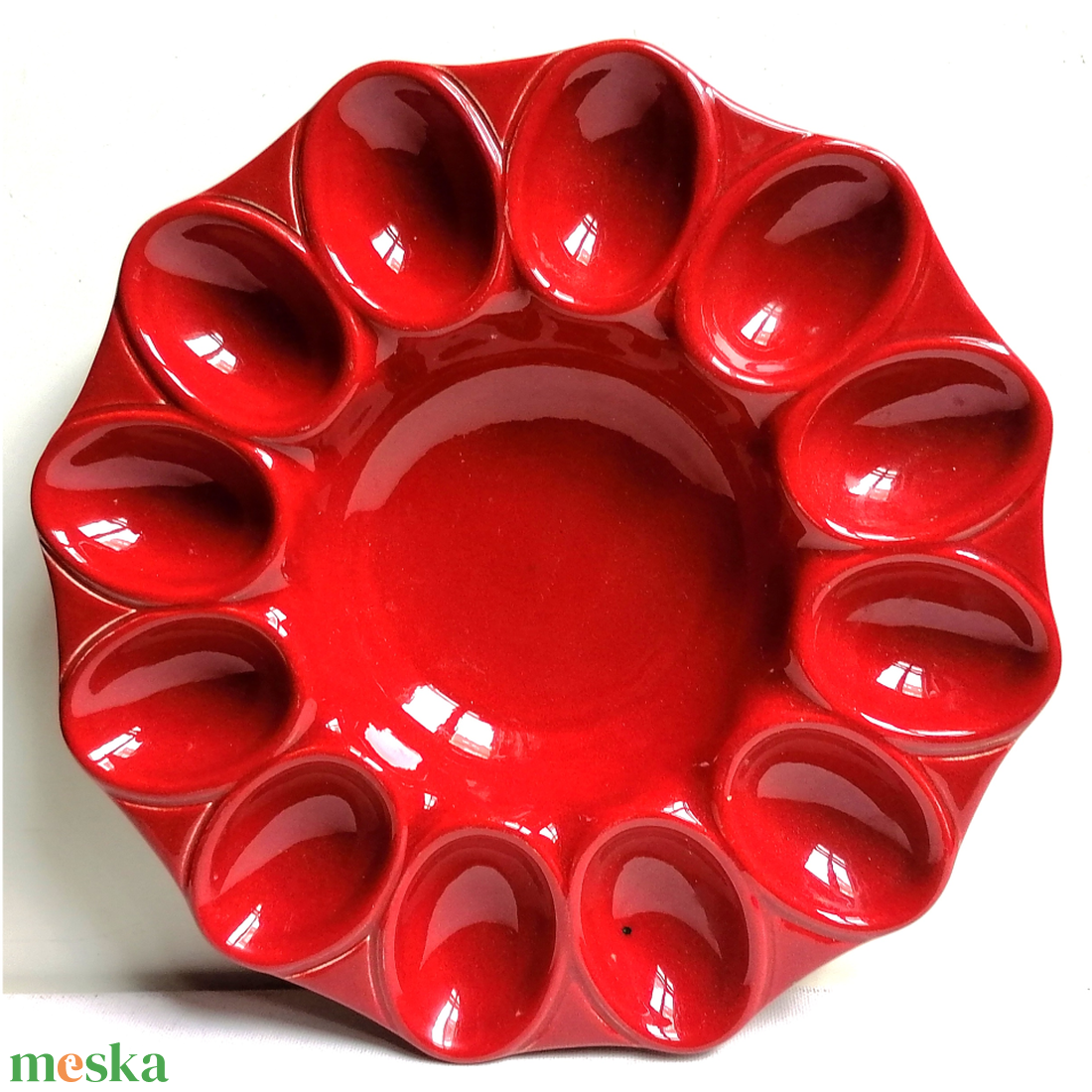 Vintage piros olasz húsvéti fajansz kínáló - otthon & életmód - konyhafelszerelés, tálalás - tálalás - kínálótál - Meska.hu