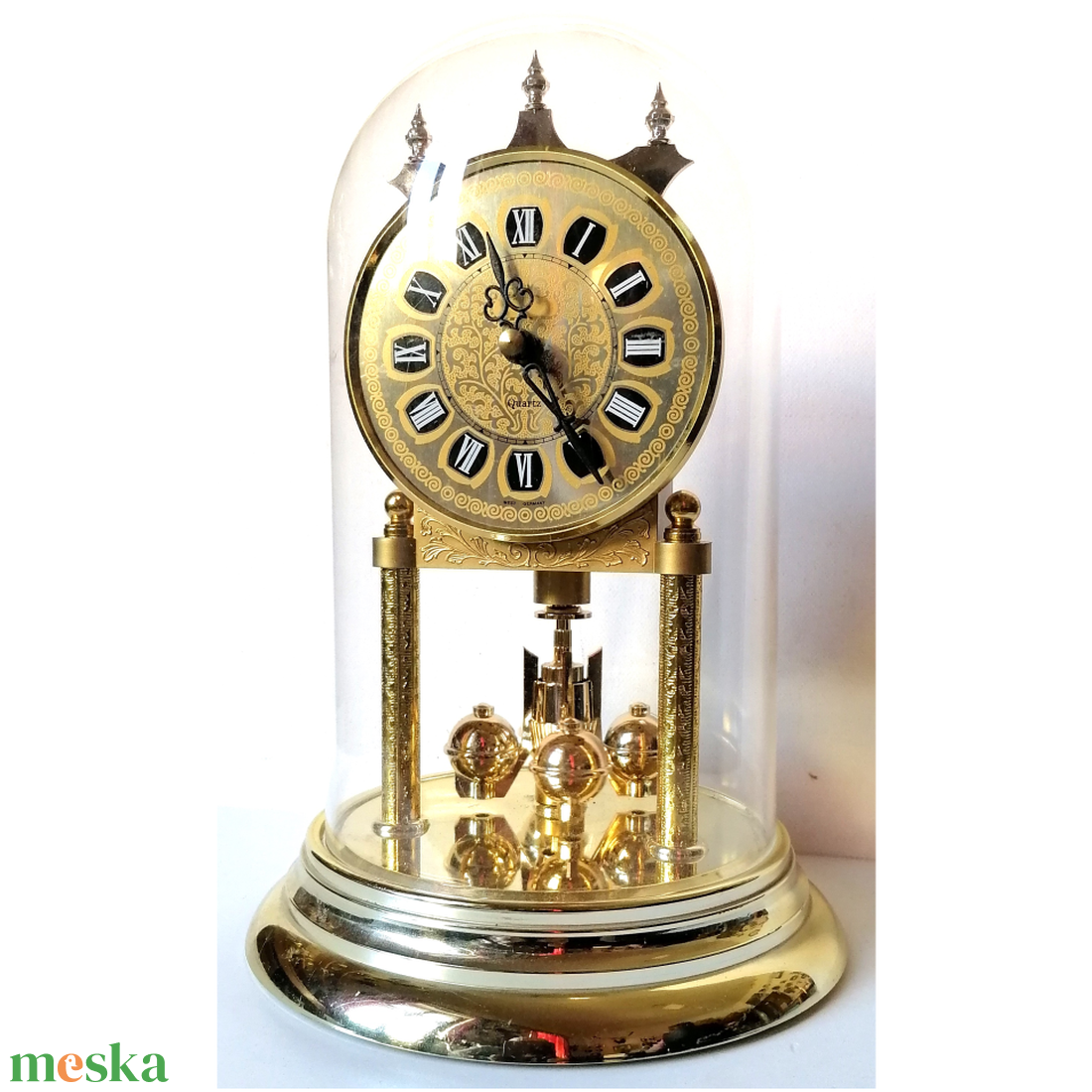 Vintage búrás, aranyszínű forgóingás óra - otthon & életmód - dekoráció - fali és függő dekoráció - falióra & óra - Meska.hu