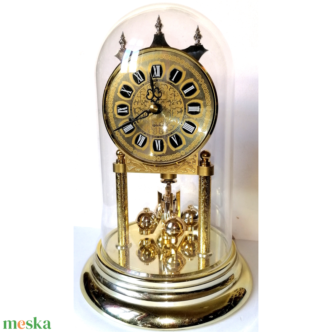 Vintage búrás, aranyszínű forgóingás óra - otthon & életmód - dekoráció - fali és függő dekoráció - falióra & óra - Meska.hu