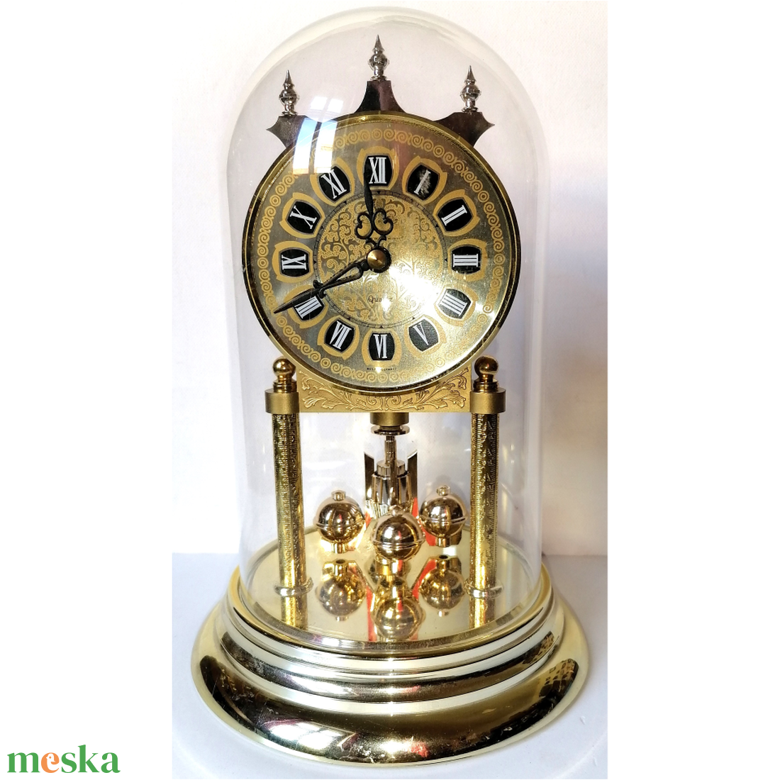 Vintage búrás, aranyszínű forgóingás óra - otthon & életmód - dekoráció - fali és függő dekoráció - falióra & óra - Meska.hu