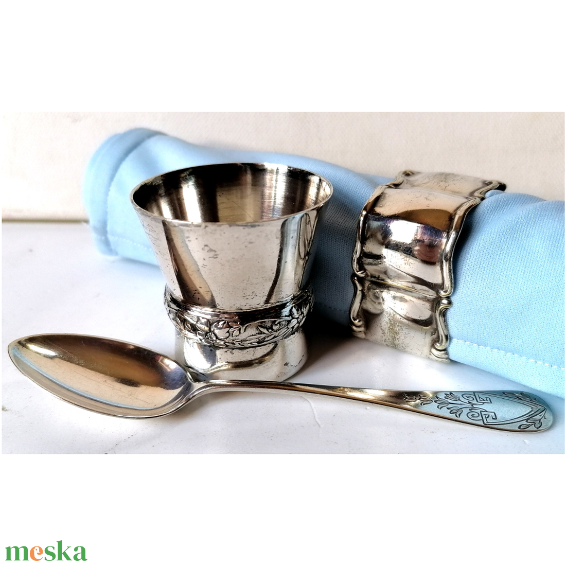 Vintage ezüst és ezüstözött keresztelő készlet - baba - mama - keresztelő kellékek - keresztelőajándékok - Meska.hu