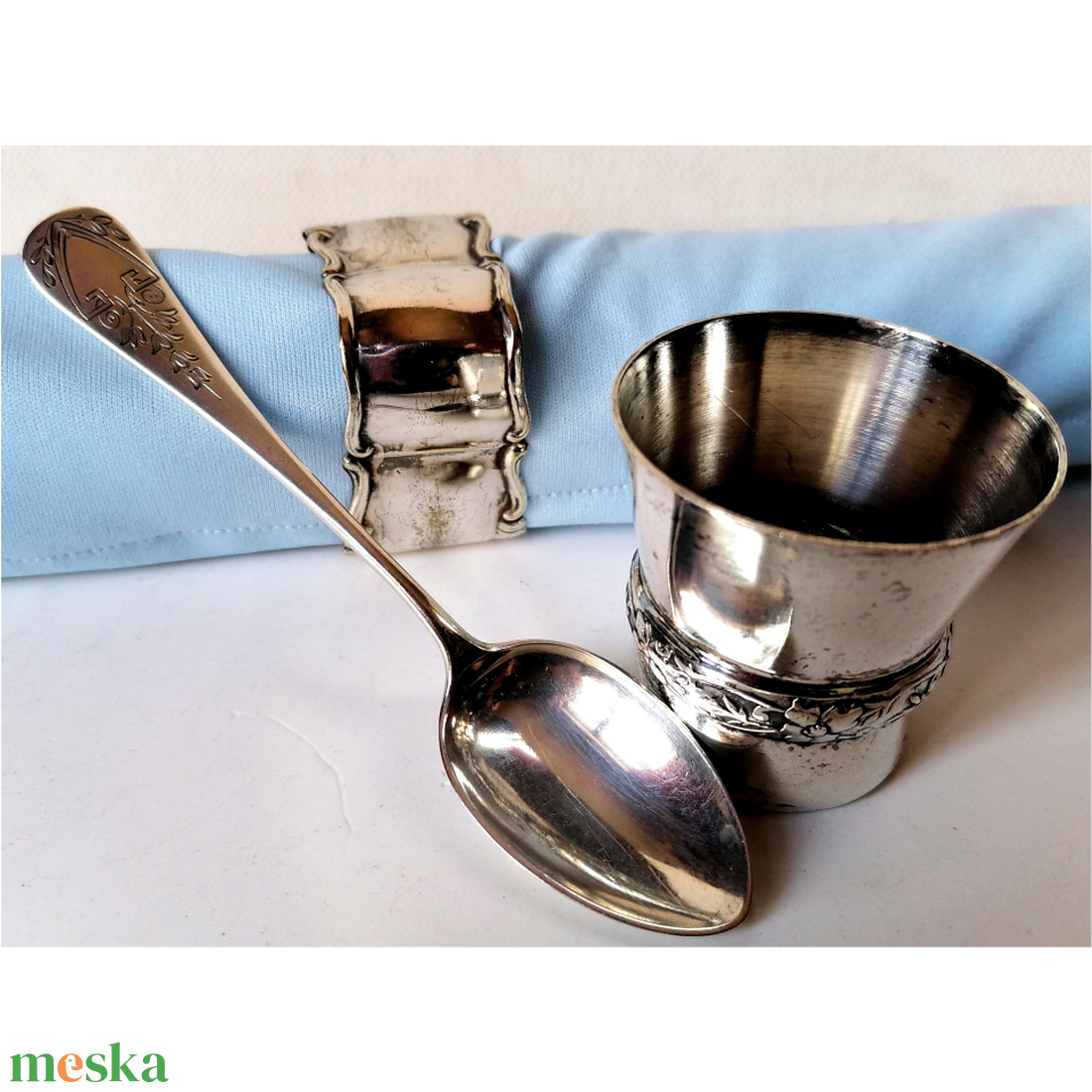 Vintage ezüst és ezüstözött keresztelő készlet - baba - mama - keresztelő kellékek - keresztelőajándékok - Meska.hu