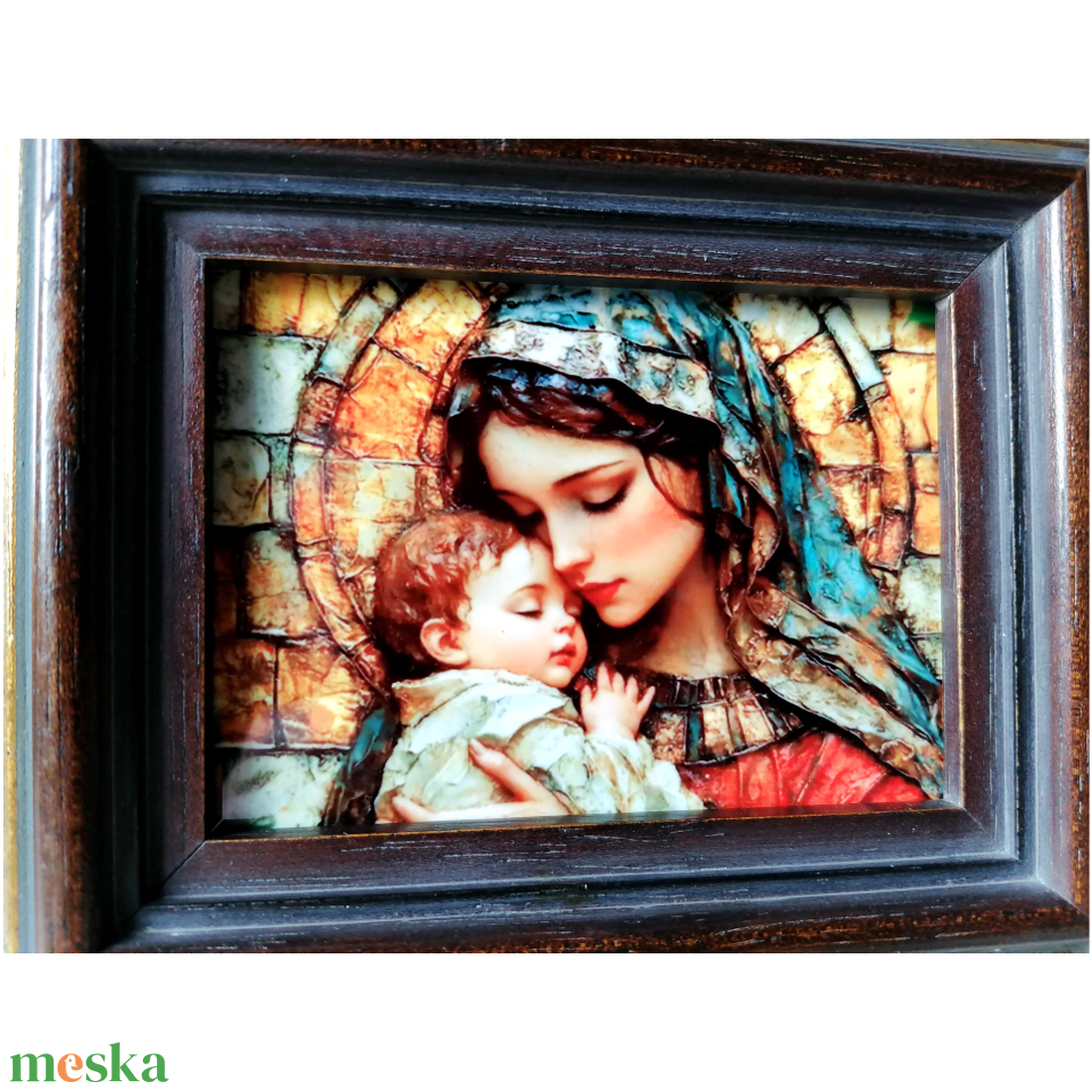 Mária és a kis Jézus, porcelánra készült kép - művészet - más művészeti ág - Meska.hu