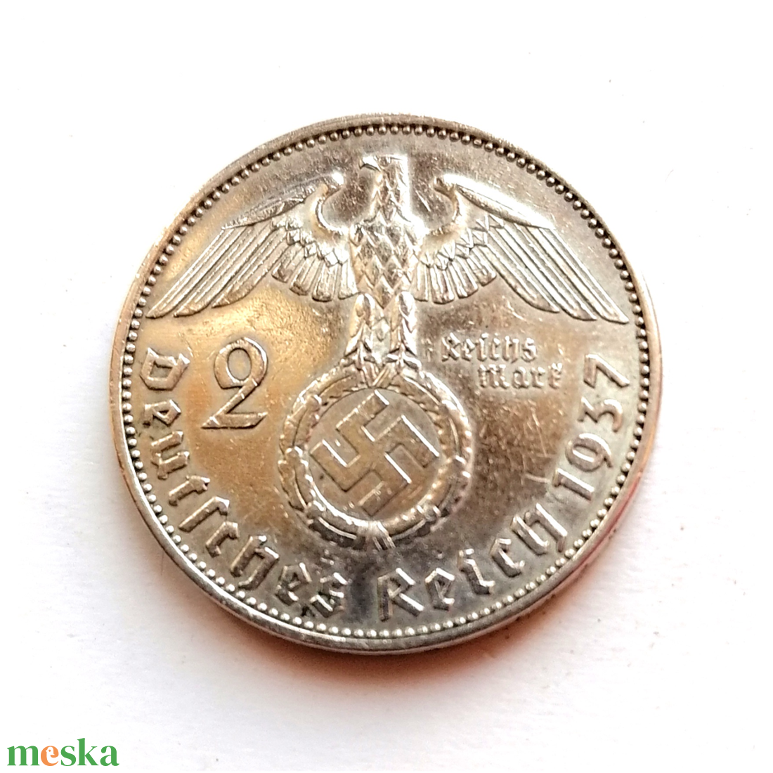 Ritka antik Német Birodalmi ezüst 2 márka 1937 - otthon & életmód - dekoráció - fali és függő dekoráció - éremtartó - Meska.hu