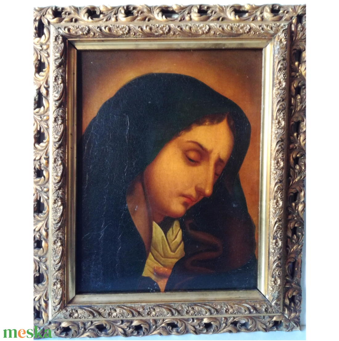 A Bűnbánó Madonna, Mater Dolorosa, antik olajfestmény - művészet - festmény - olajfestmény - Meska.hu