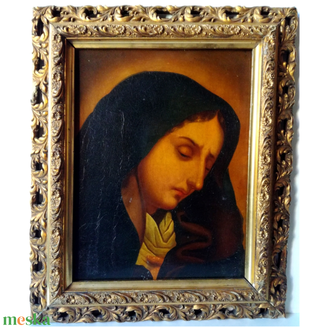 A Bűnbánó Madonna, Mater Dolorosa, antik olajfestmény - művészet - festmény - olajfestmény - Meska.hu