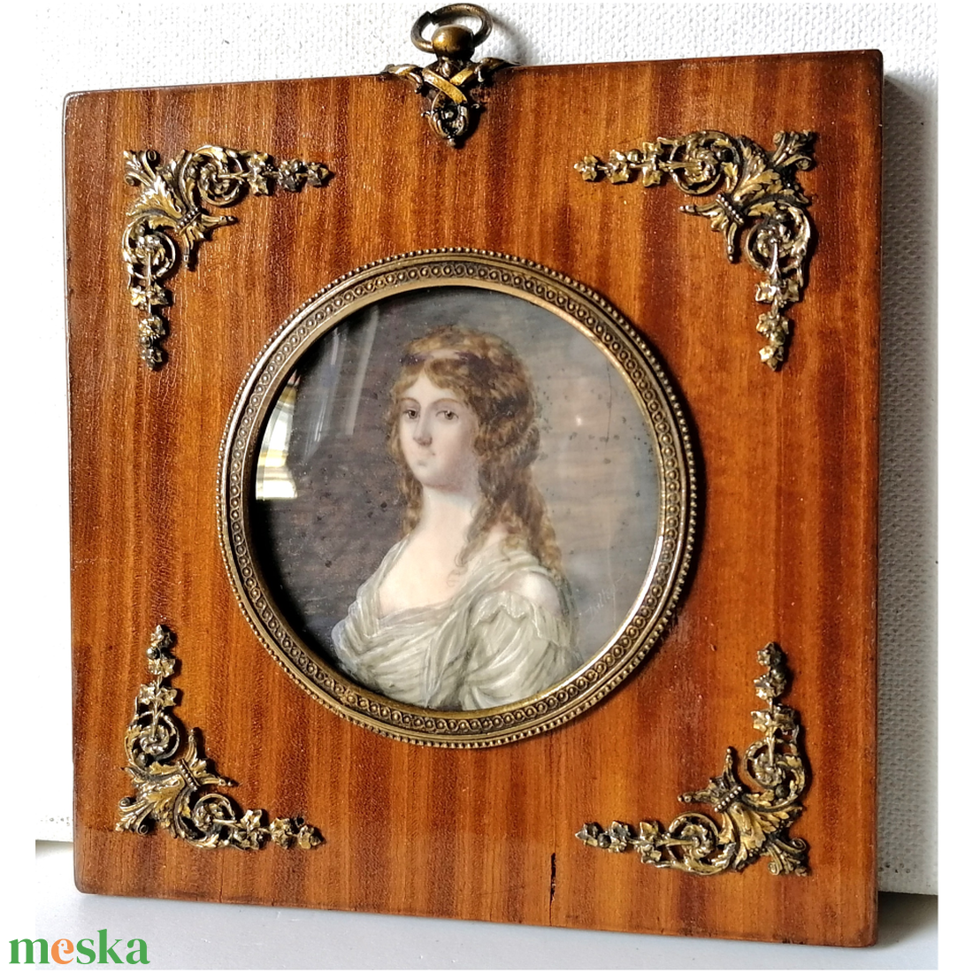 100 éves Antik női portré, miniatúra Madame Roland - művészet - festmény - festmény vegyes technika - Meska.hu