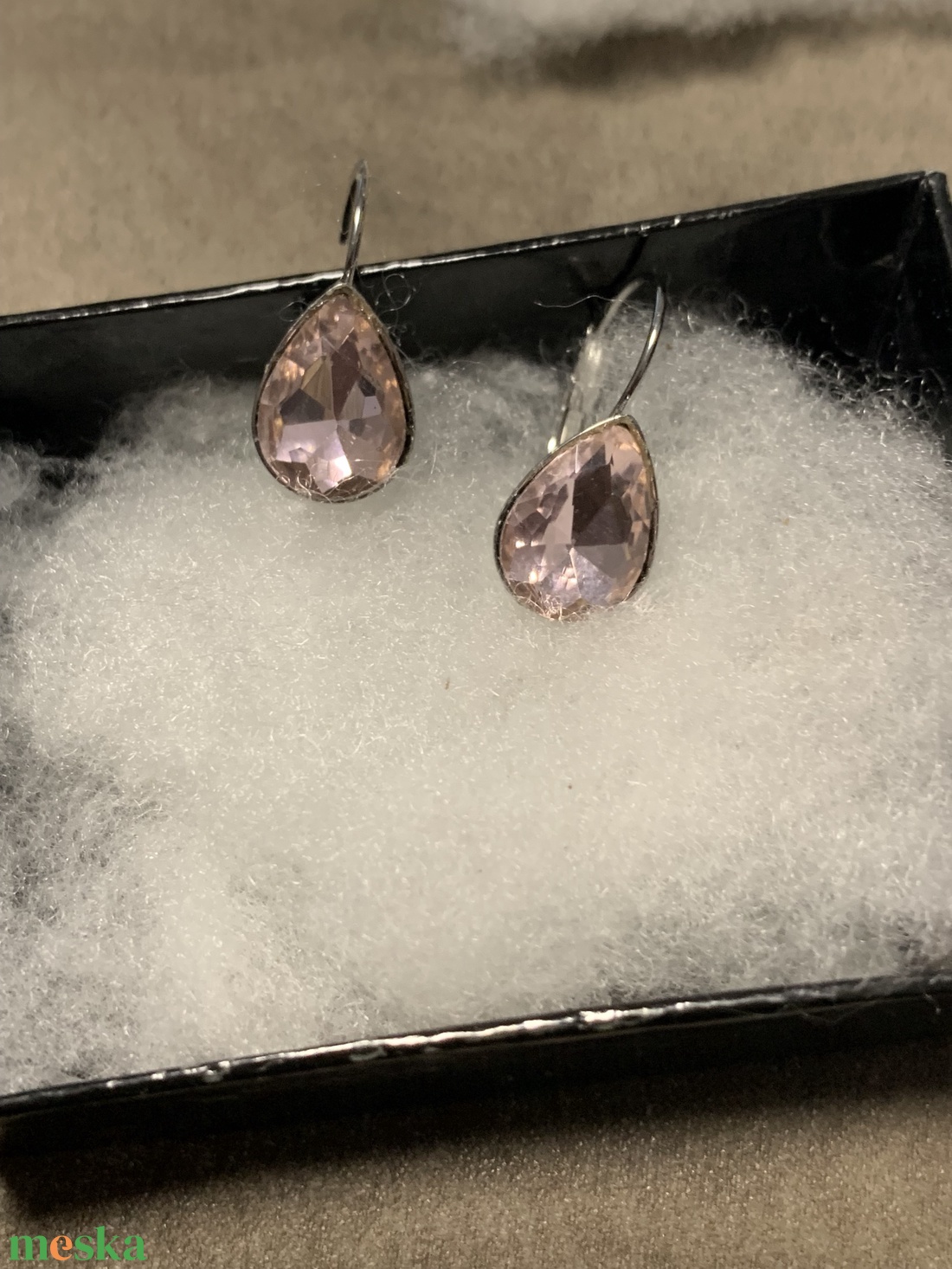 Rózsaszin csepp  fülbevaló - ékszer - fülbevaló - fülékszer - Meska.hu