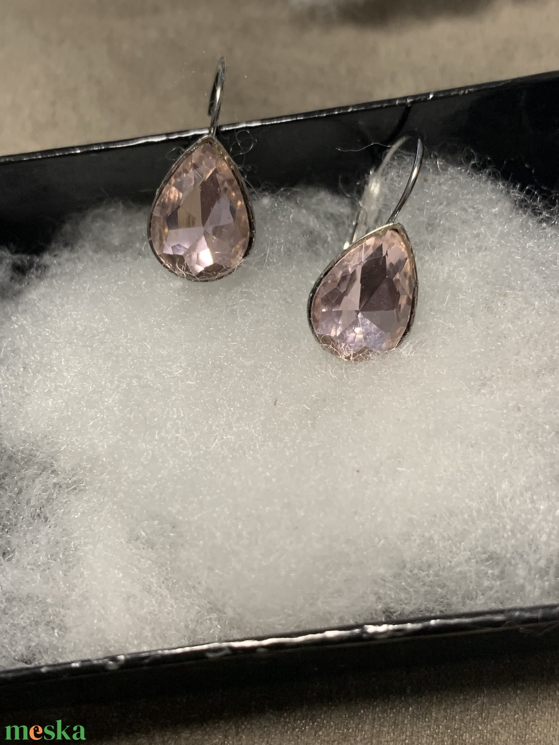 Rózsaszin csepp  fülbevaló - ékszer - fülbevaló - fülékszer - Meska.hu
